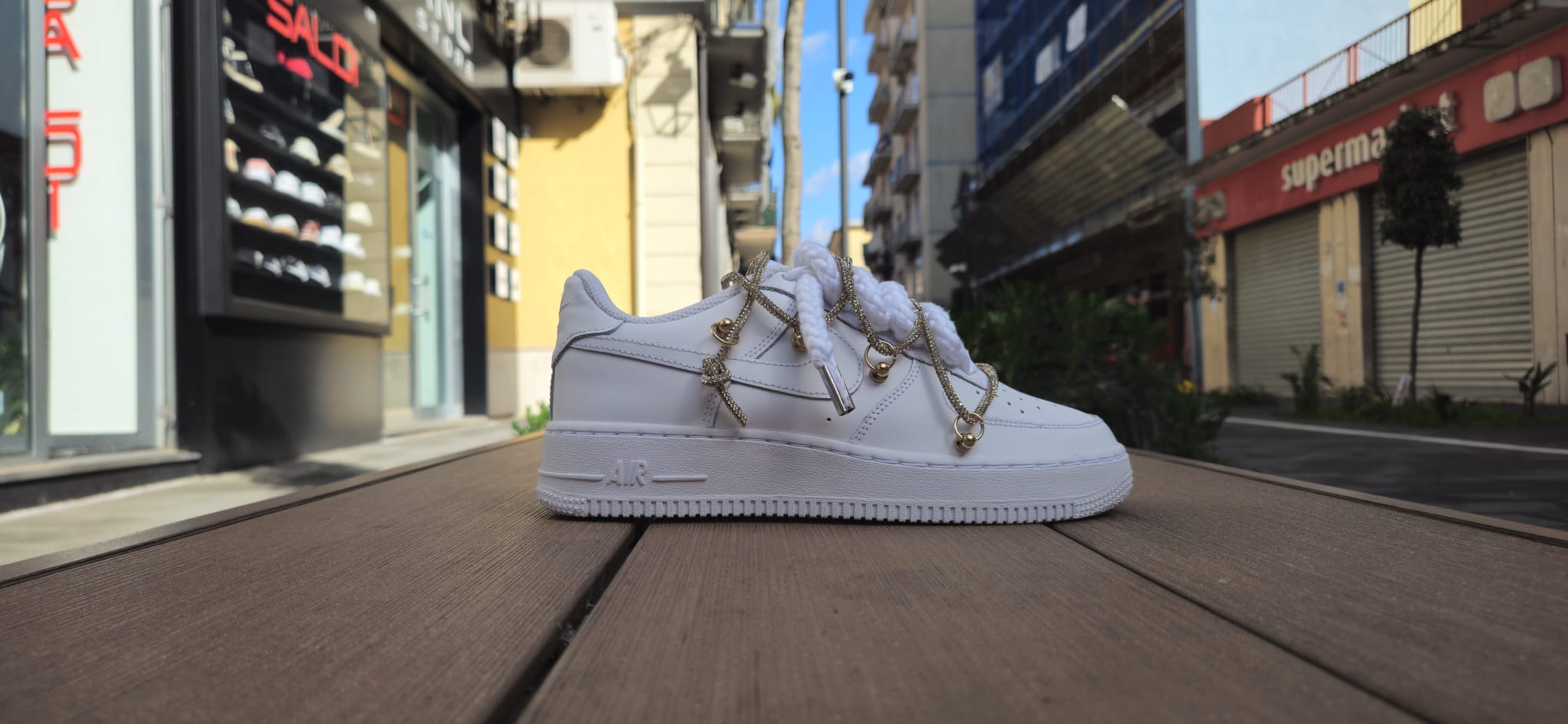 Nike air Force Rope Laces Swarovski oro